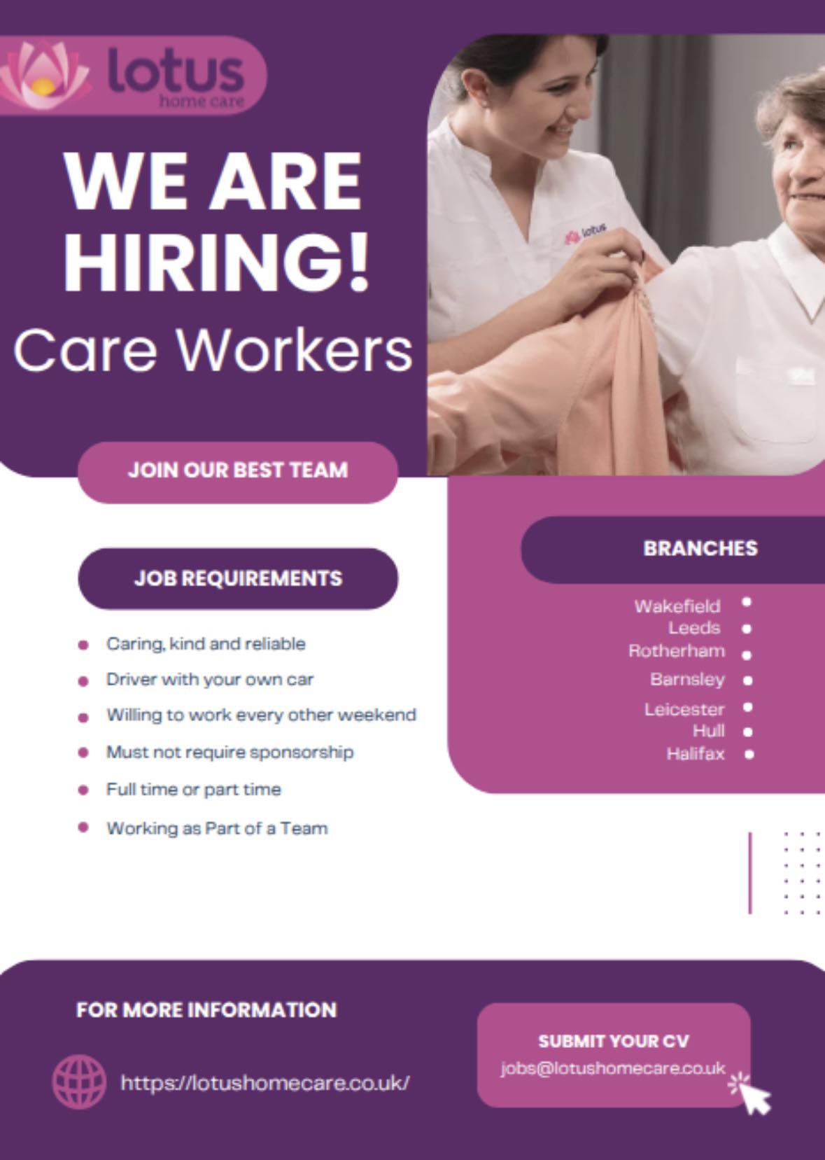 We are Hiring Care Workers!